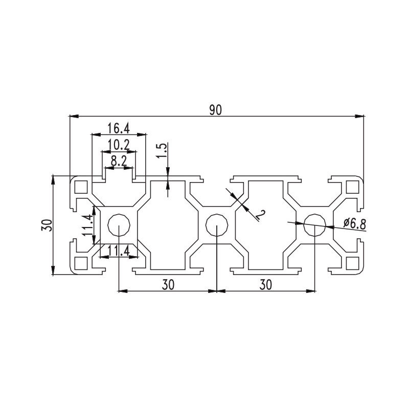 PAIDU MV-8-3090 Aluminum Profile Industrial T5 Tempered Aluminum Alloy Anodized Rail Machine